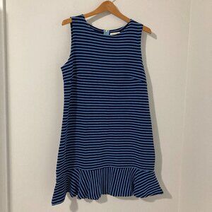 Sail to Sable Dress Womens Size Large Blue White Stripe Knit Sleeveless Mini